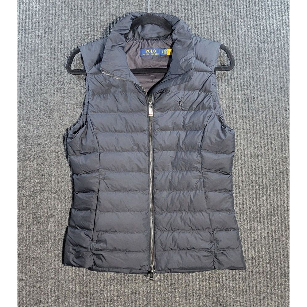 Polo Ralph Lauren Womens Quilted Puffer Vest SP Black High Mock Collar